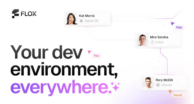 Flox Dev OG card, light-mode, gradient-heavy, light
