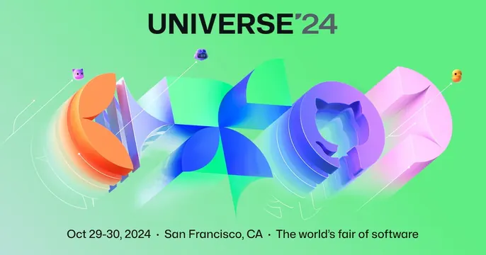Github Universe OG card, 3d-render, gradient-heavy, light