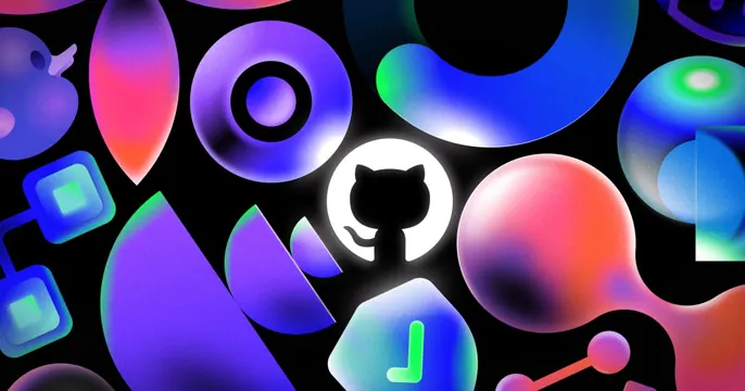 Github Universe OG card, dark-mode, gradient-heavy, dark