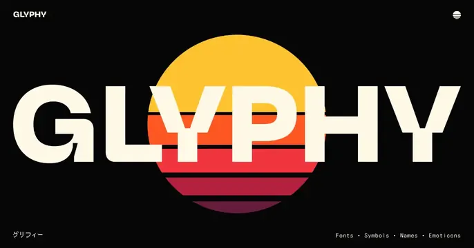 Glyphy OG card, retro, dark-mode, dark