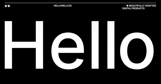 Hellohello OG card, minimal, swiss, dark