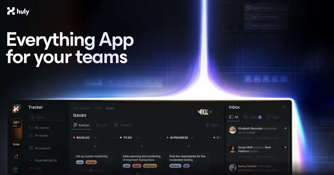Huly OG card, dark-mode, technical, dark