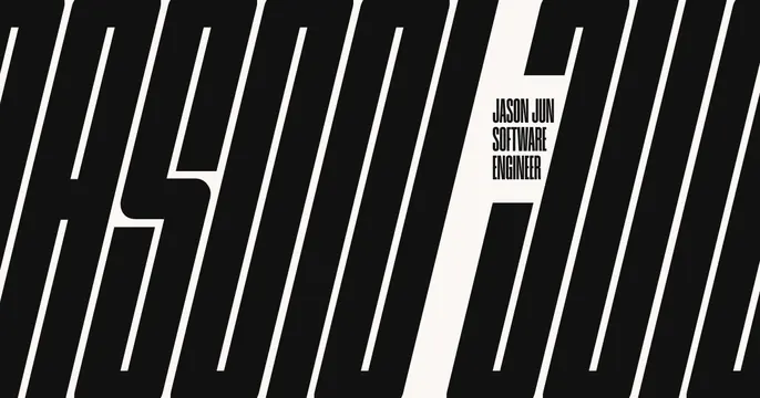 Jason Jun OG card, brutalist, editorial, monochrome