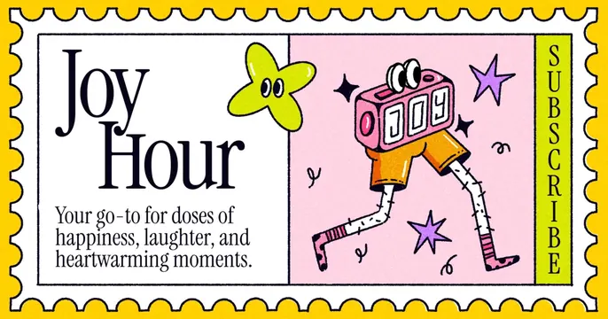 Joy Hour OG card, retro, illustrated, pastel