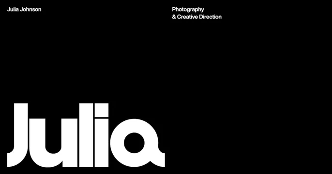 Julia Johnson OG card, minimal, swiss, dark