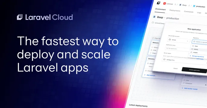 Laravel Cloud OG card, dark-mode, technical, dark