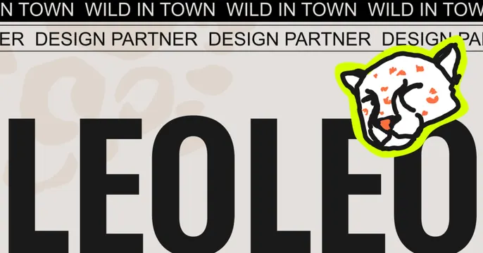 Leoleo OG card, neo-brutalist, playful, light