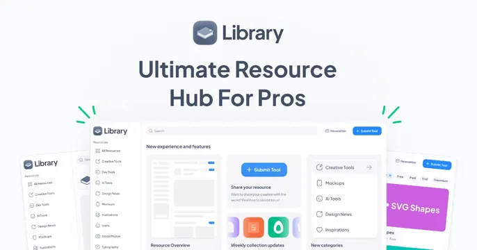 Library OG card, minimal, corporate-clean, light