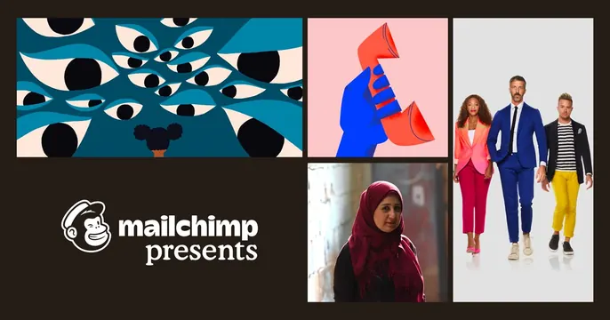 Mailchimp Presents OG card, photographic, editorial, dark
