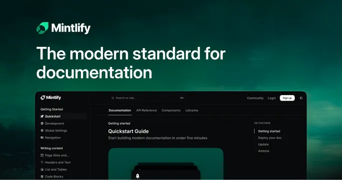 Mintlify OG card, dark-mode, corporate-clean, dark