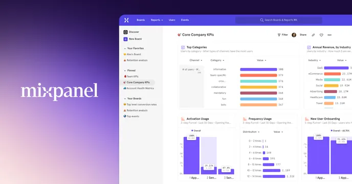 Mixpanel OG card, light-mode, gradient-heavy, light