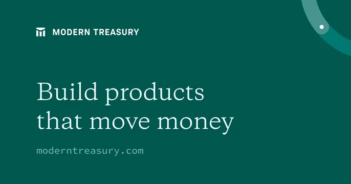 Modern Treasury OG card, minimal, corporate-clean, dark