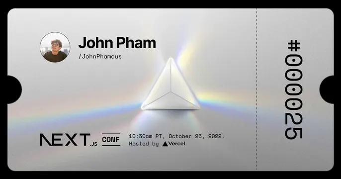 Next Js Conf 2022 Ticket OG card, minimal, dark-mode, dark