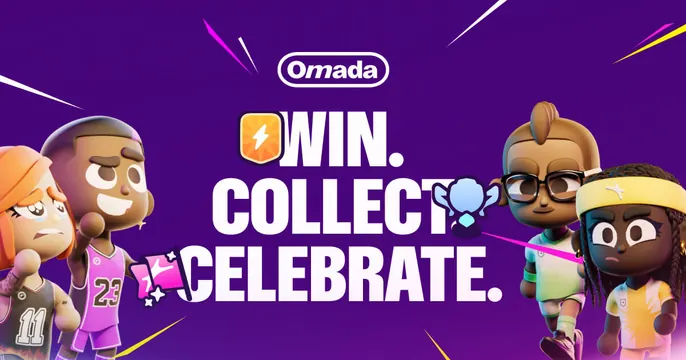 Omada OG card, playful, gradient-heavy, vibrant
