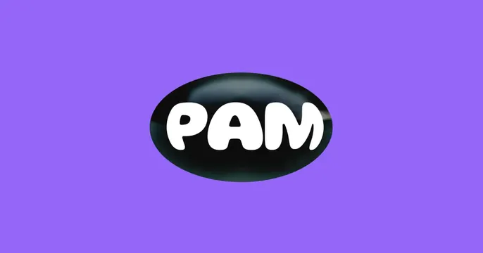 Pampam OG card, minimal, playful, vibrant