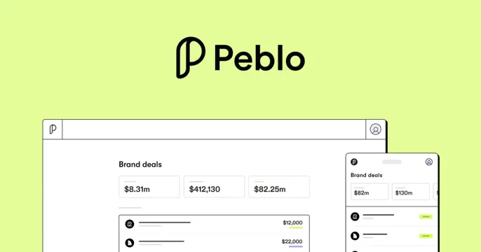 Peblo OG card, minimal, light-mode, vibrant