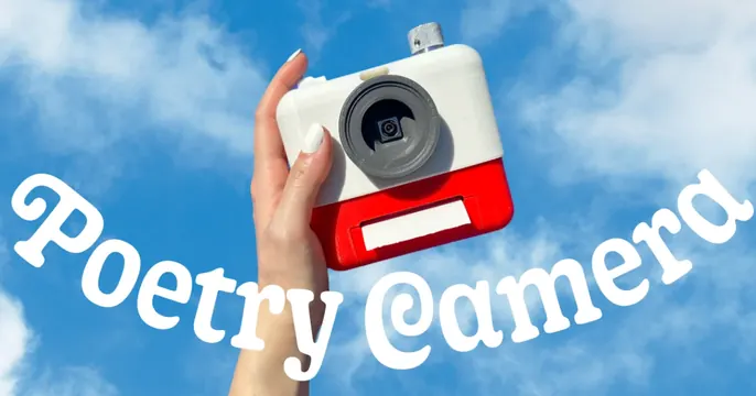 Poetry Camera OG card, photographic, playful, vibrant