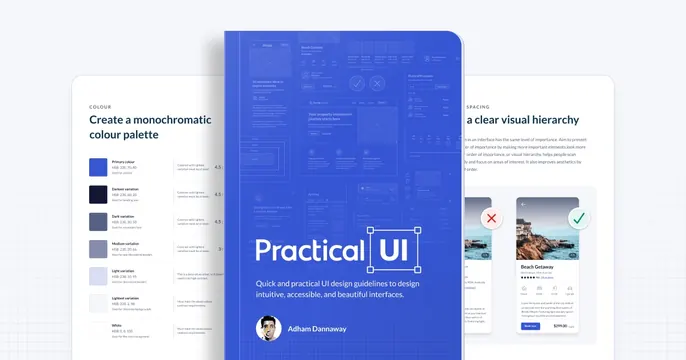 Practical UI OG card, light-mode, corporate-clean, light