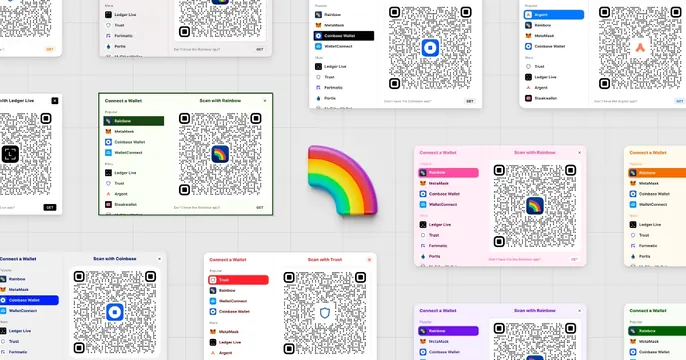 Rainbowkit OG card, light-mode, technical, light