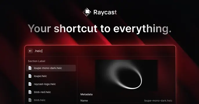 Raycast OG card, dark-mode, minimal, dark