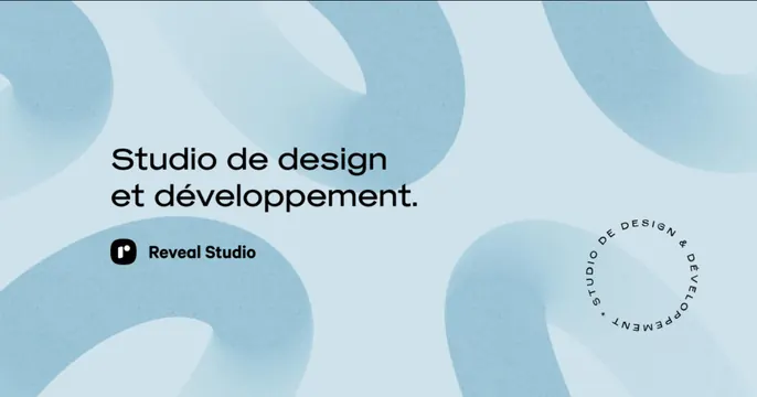 Reveal Studio OG card, light-mode, minimal, light