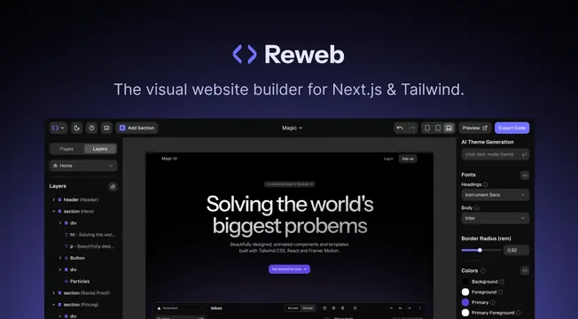 Reweb OG card, dark-mode, minimal, dark