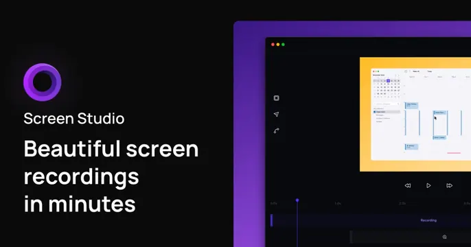 Screen Studio OG card, dark-mode, technical, dark