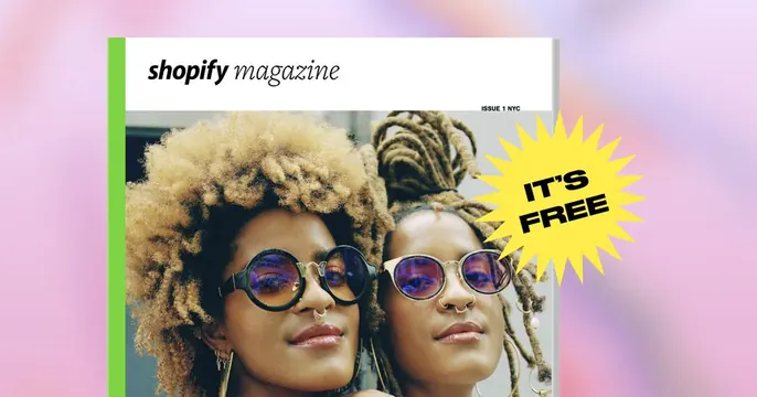 Shopify Magazine OG card, editorial, photographic, vibrant