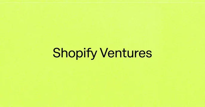 Shopify Ventures OG card, minimal, monochrome, vibrant