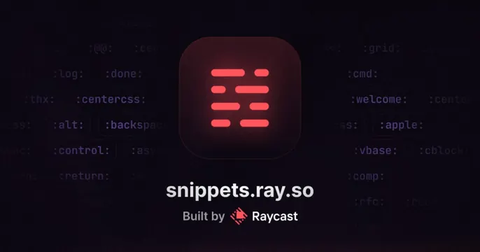Snippet Explorer OG card, dark-mode, technical, dark