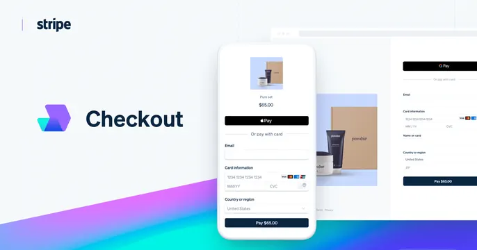 Stripe Checkout OG card, minimal, corporate-clean, light
