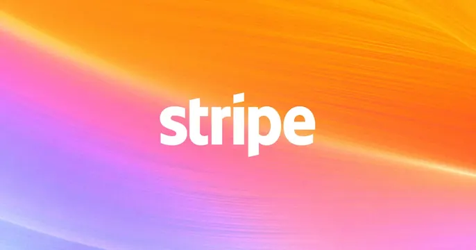 Stripe OG card, gradient-heavy, minimal, vibrant