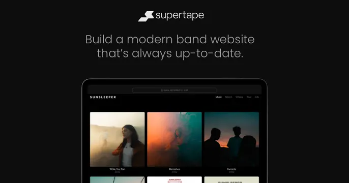 Supertape OG card, dark-mode, minimal, dark