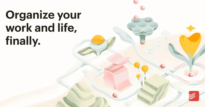 Todoist OG card, 3d-render, organic, light