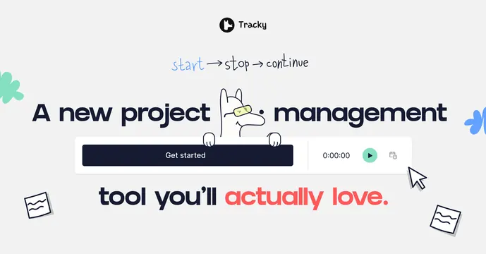 Tracky OG card, playful, illustrated, light