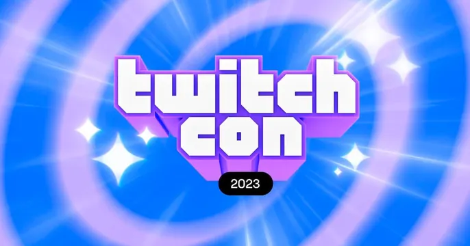 Twitchcon OG card, y2k, gradient-heavy, vibrant