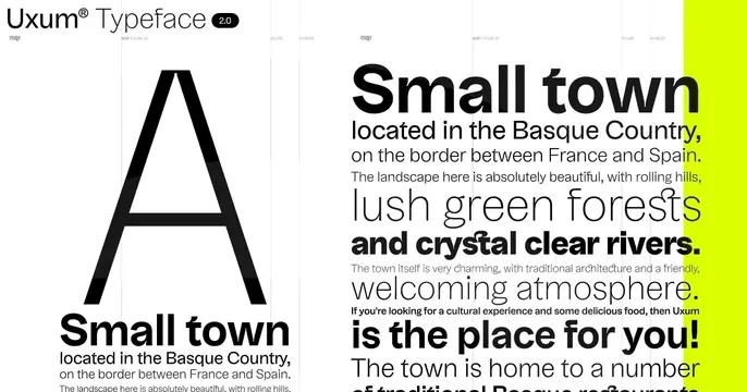 Uxum Typeface 2.0 OG card, swiss, editorial, light