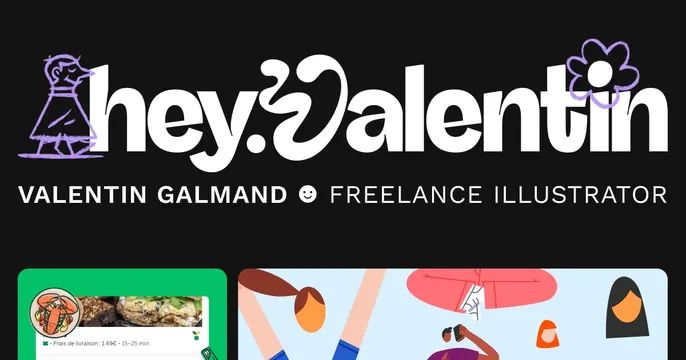 Valentin Galmand OG card, playful, dark-mode, dark