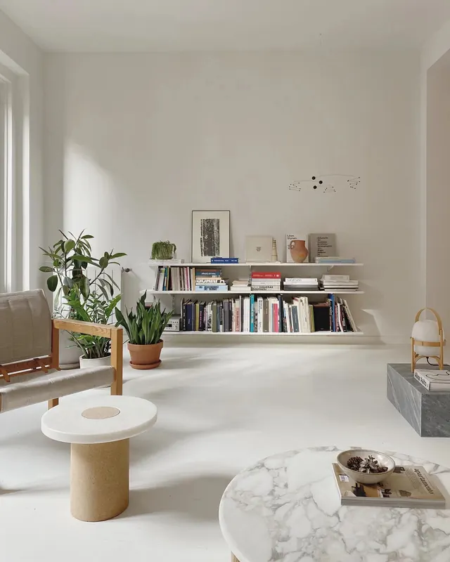 Minimal Plant-Filled Living Room, minimal, light-mode, light