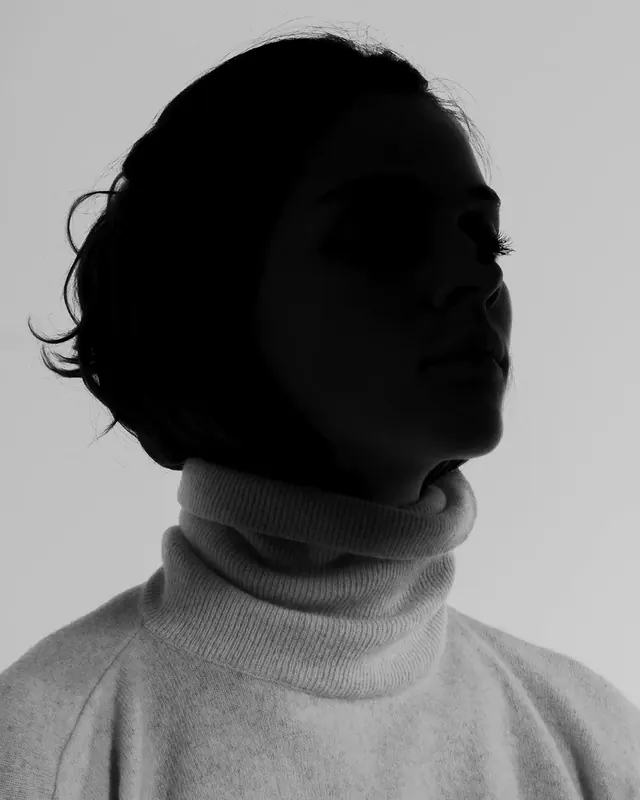 Backlit Turtleneck Portrait, minimal, photographic, light