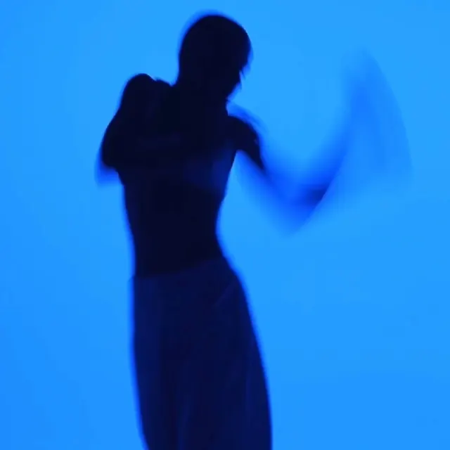 Blue Motion Silhouette, minimal, photographic, cool