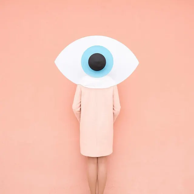 Eye head surrealist portrait, surreal, conceptual, pastel