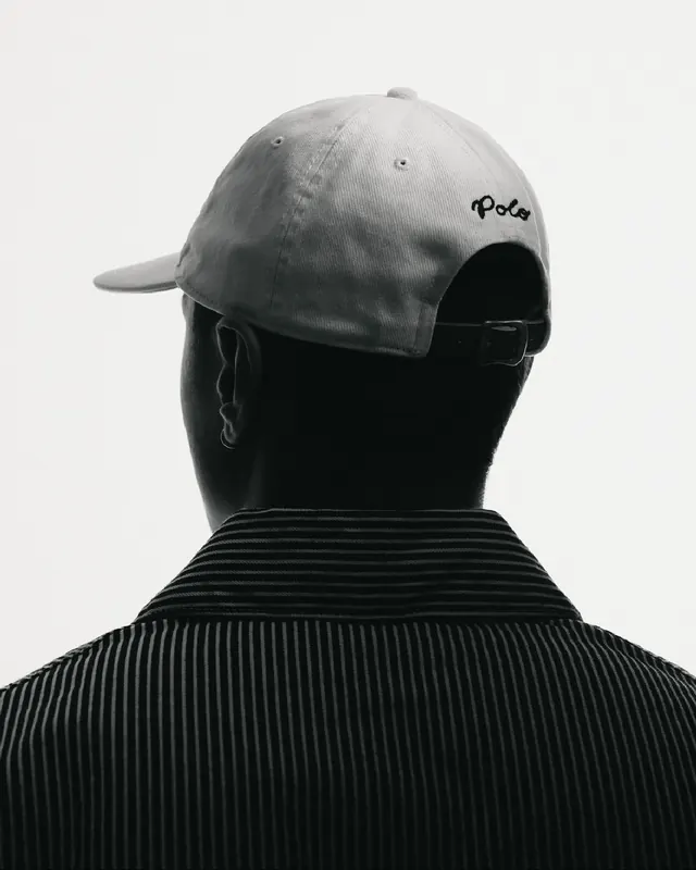 Backlit Polo cap silhouette portrait, minimal, monochrome, monochrome