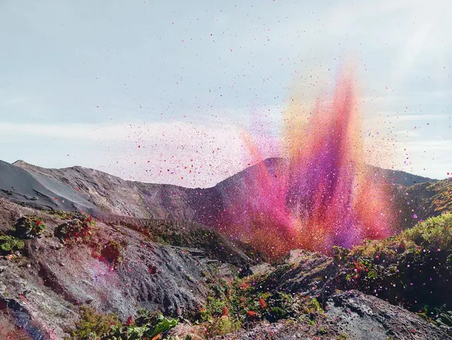Colorful Powder Explosion in Landscape