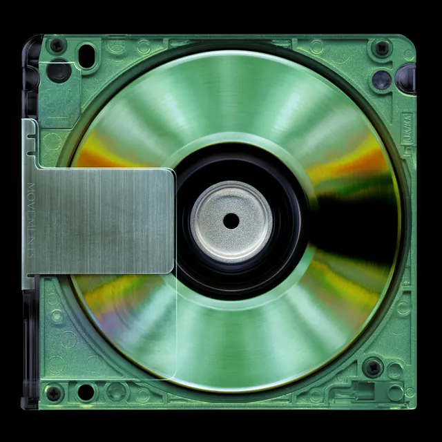 Green MiniDisc Movements hardware, technical, retro, vibrant