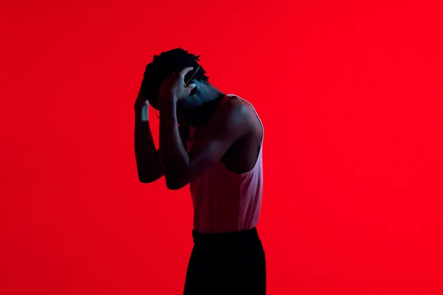 Red Background Silhouette Portrait