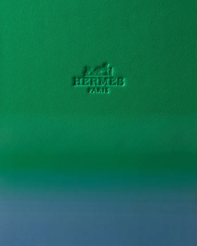 Hermès Embossed Logo on Green Texture