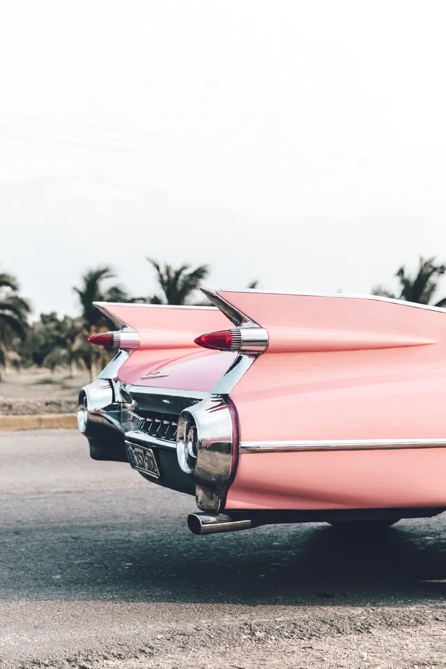 Pink Vintage Car Rear View