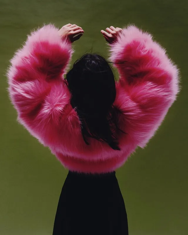 Pink Faux Fur Portrait
