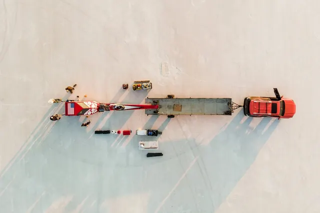 Overhead aerial road accident scene, photographic, technical, warm
